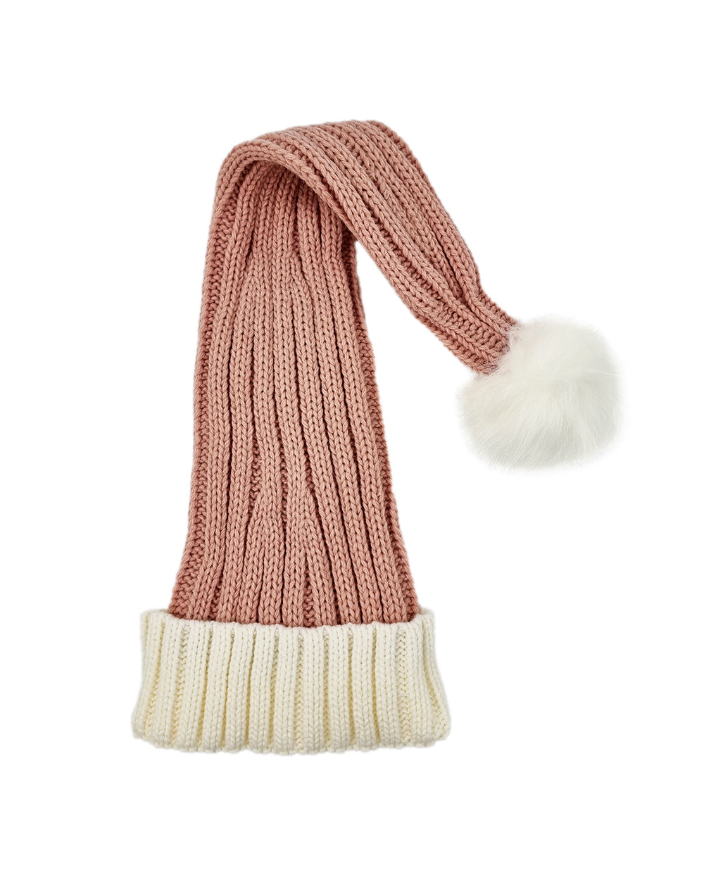 Bonnet de Père Noël Tricoté, rose poudré