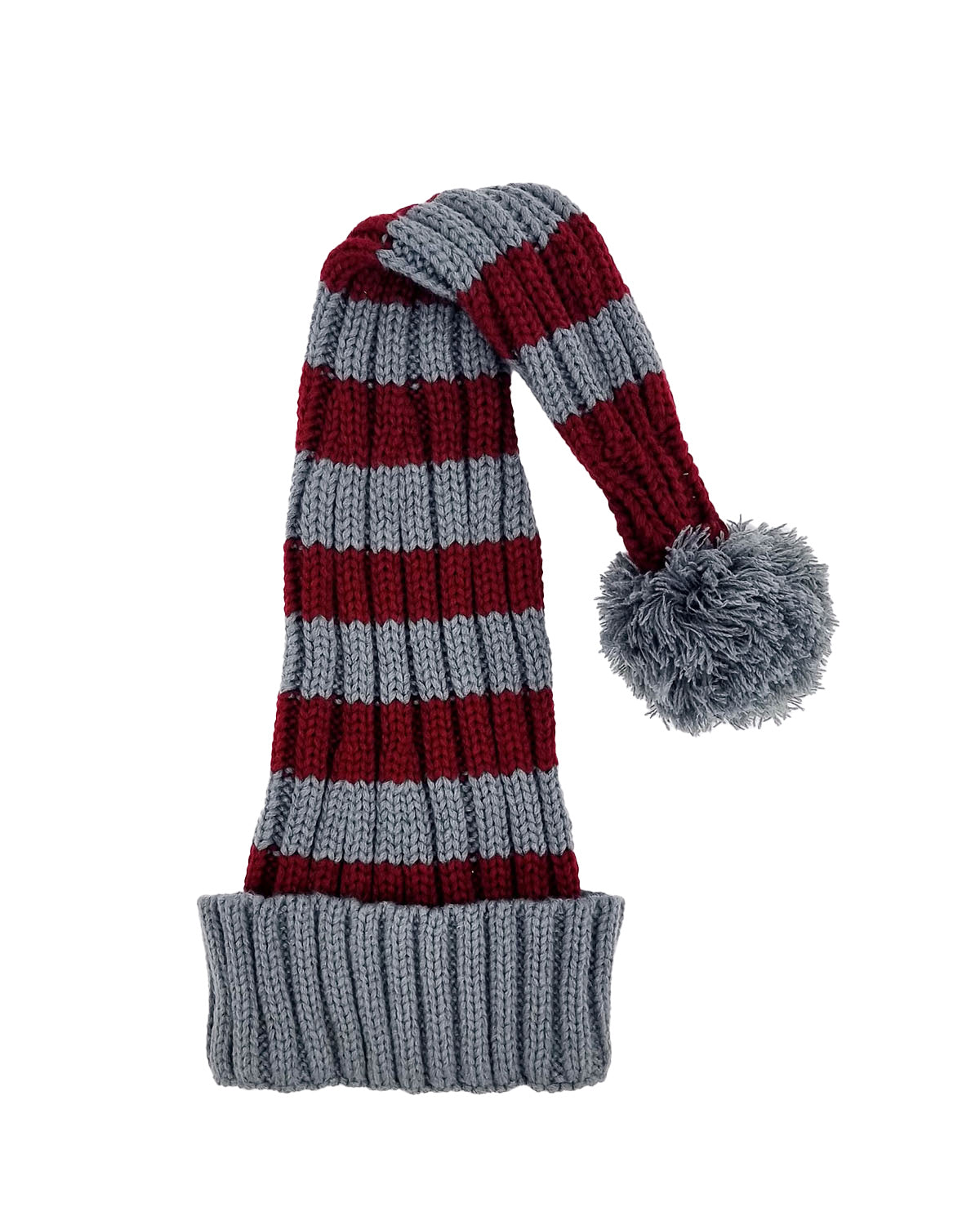 Bonnet de Père Noël Tricoté rouge foncé / gris