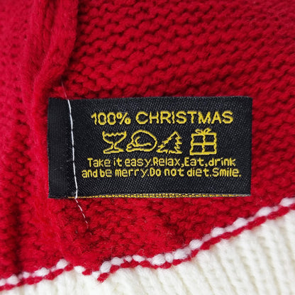 Bonnet de Père Noël Tricoté à plat rouge/blanc