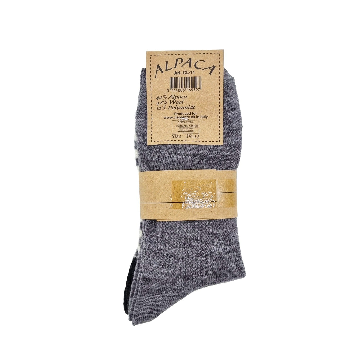 Striped alpaca wool socks, 2 pairs (white and gray)