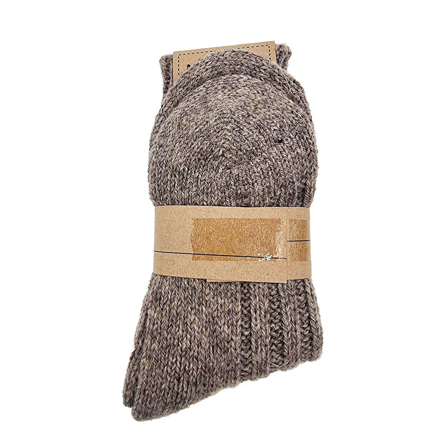 Thick alpaca wool socks, beige, pack of 2 pairs