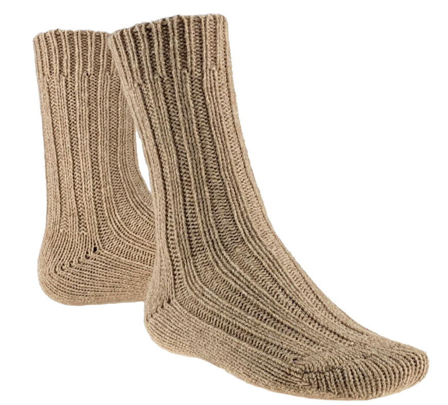 Thick alpaca wool socks, beige, pack of 2 pairs