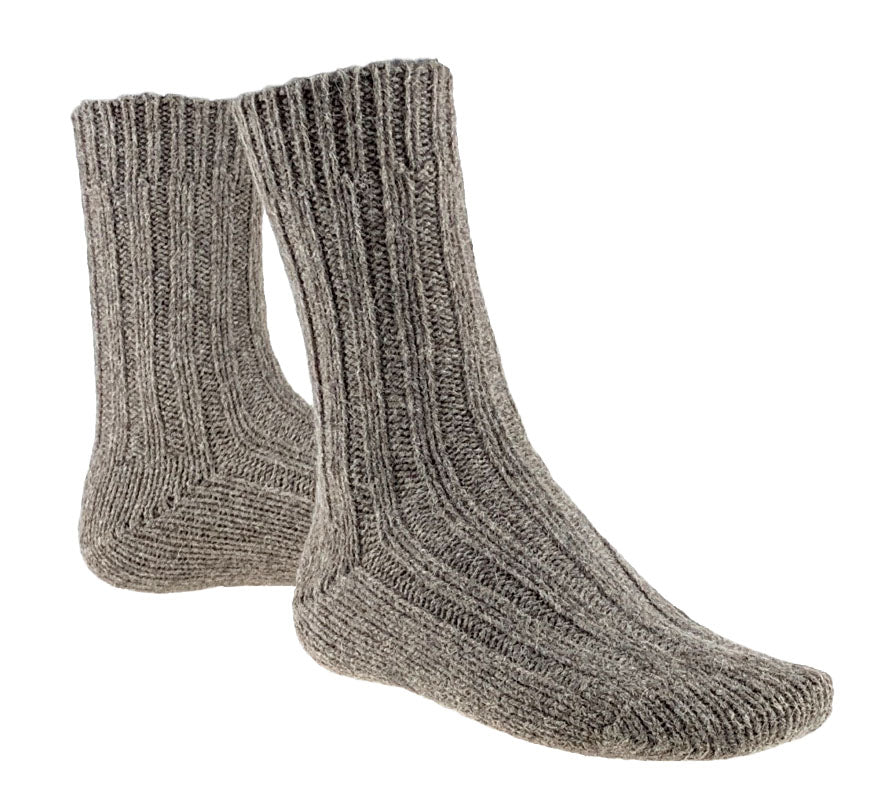 Thick alpaca wool socks, beige, pack of 2 pairs