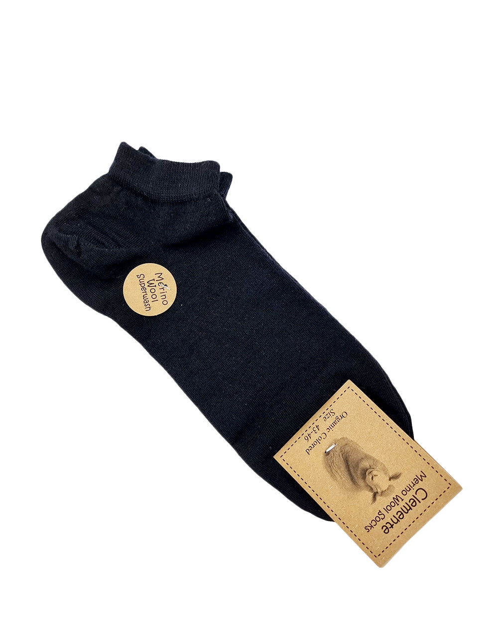Short socks made of merino wool, black.