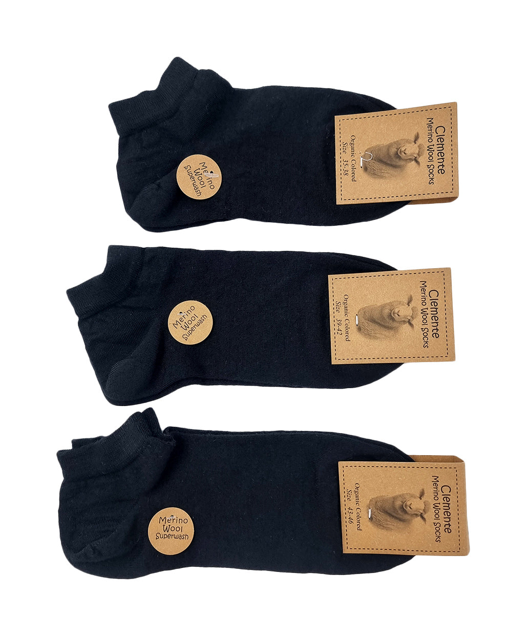 Short socks made of merino wool, black.