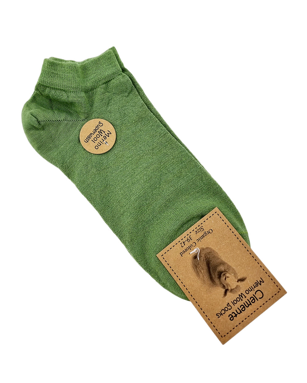 Short socks made of merino wool, green.
