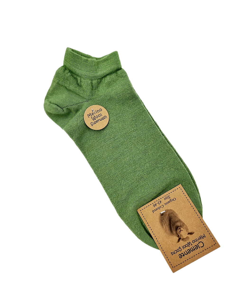 Short socks made of merino wool, green.