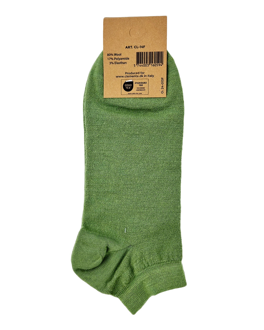 Short socks made of merino wool, green.