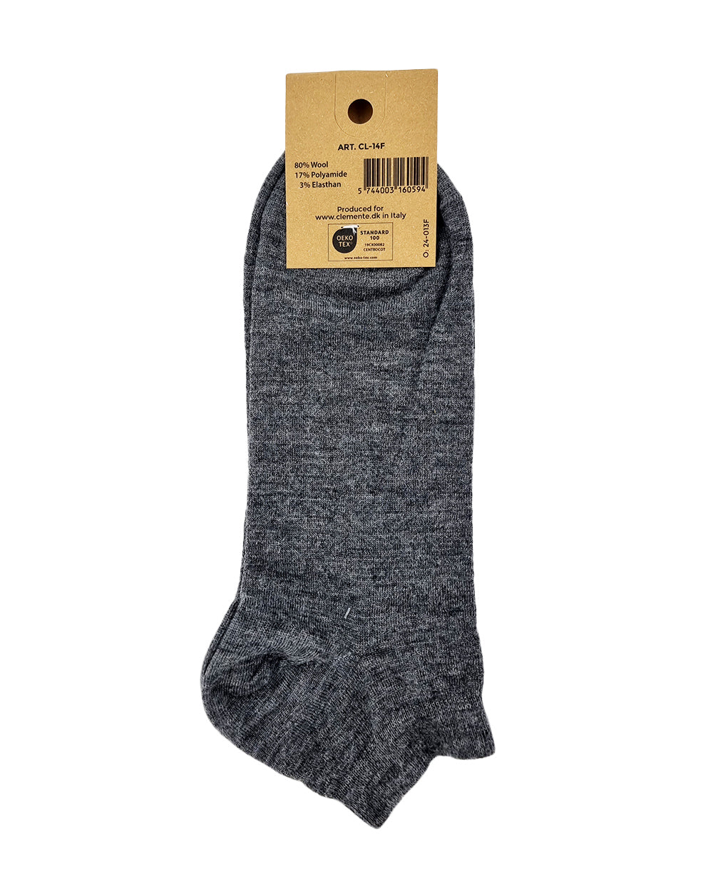 Short socks made of merino wool, grey.