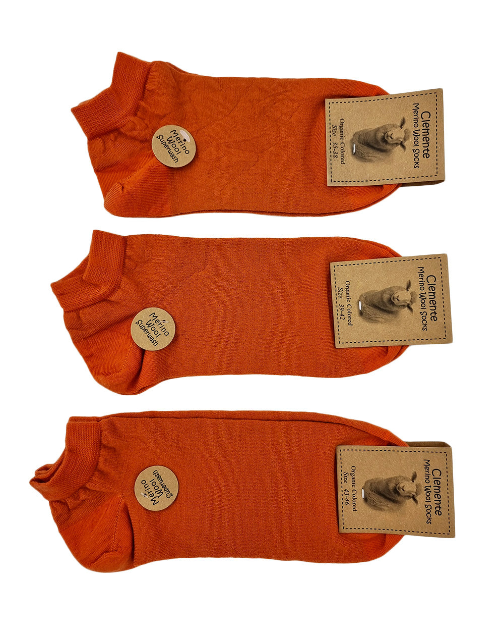 Short merino wool socks, orange