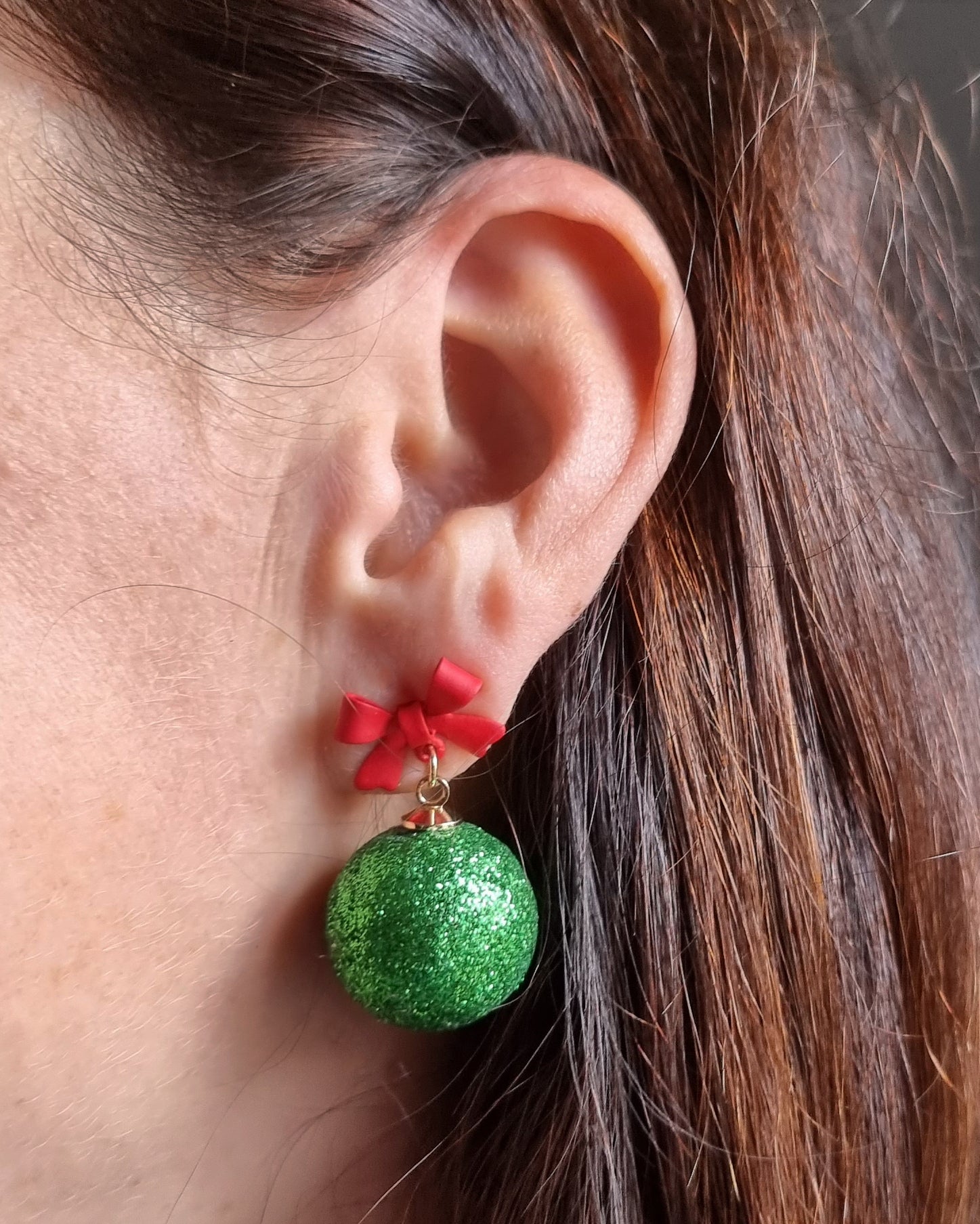 Boucles d'Oreilles "Boules de Noël vertes"