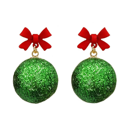 Boucles d'Oreilles "Boules de Noël vertes"