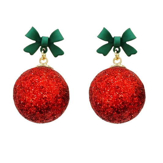 Boucles d'Oreilles "Boules de Noël rouges"