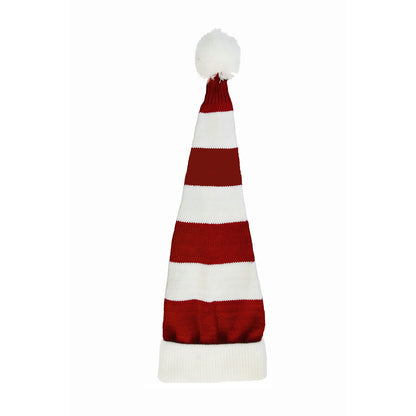 Bonnet de Père Noël Tricoté à plat blanc/rouge