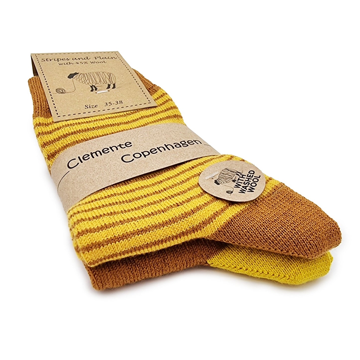 Chaussettes en 45% laine, lot de 2 paires (curry)