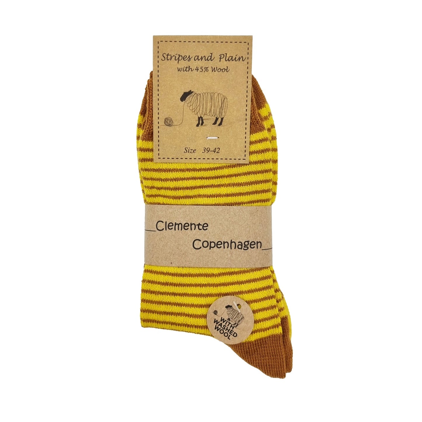 Chaussettes en 45% laine, lot de 2 paires (curry)