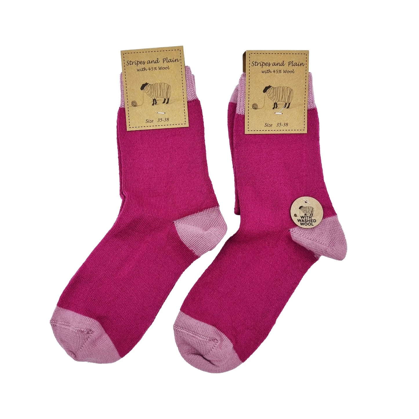 Chaussettes en 45% laine, lot de 2 paires (fuchsia)