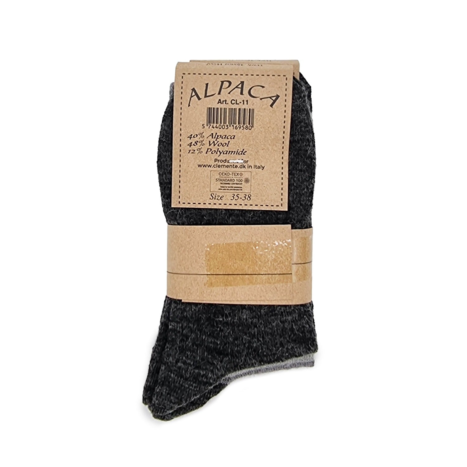 Striped Alpaca Wool Socks, 2 Pairs (Grey)
