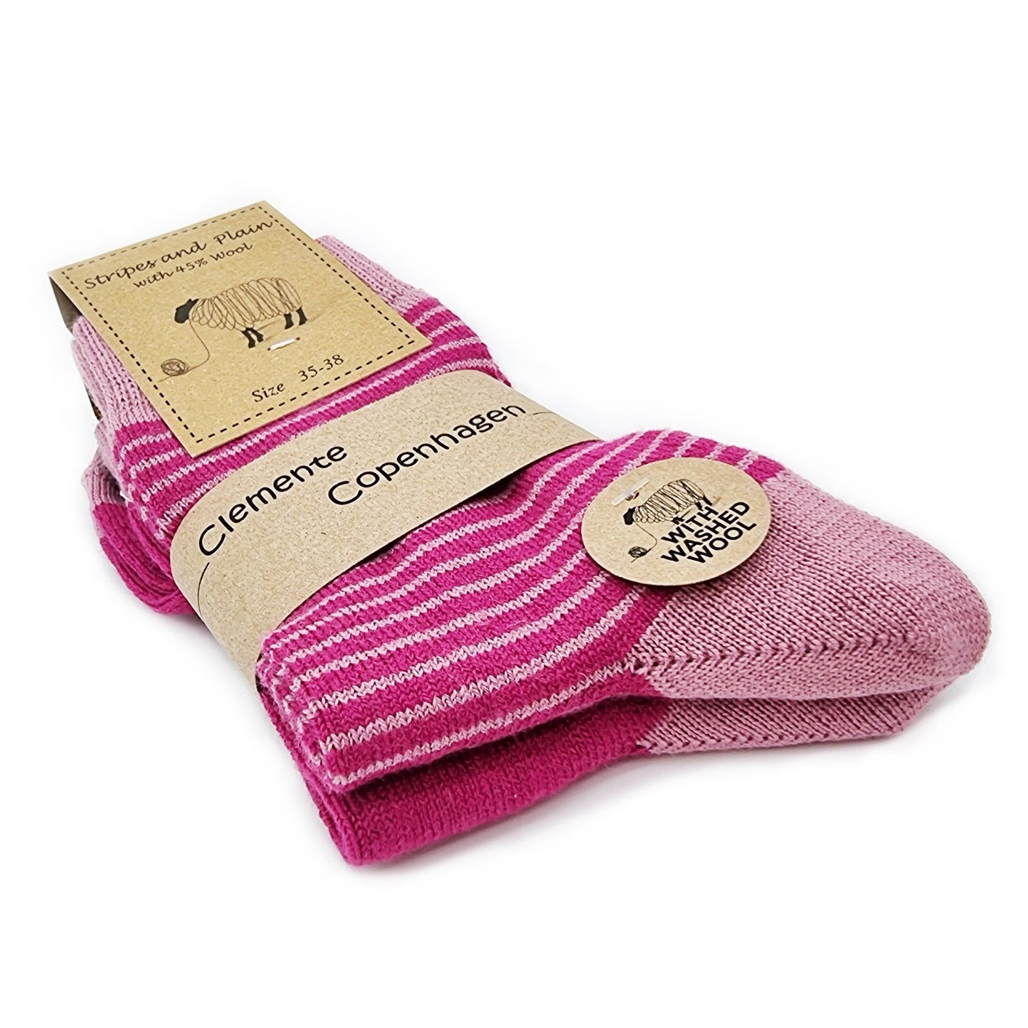 Chaussettes en 45% laine, lot de 2 paires (rose/fuchsia)