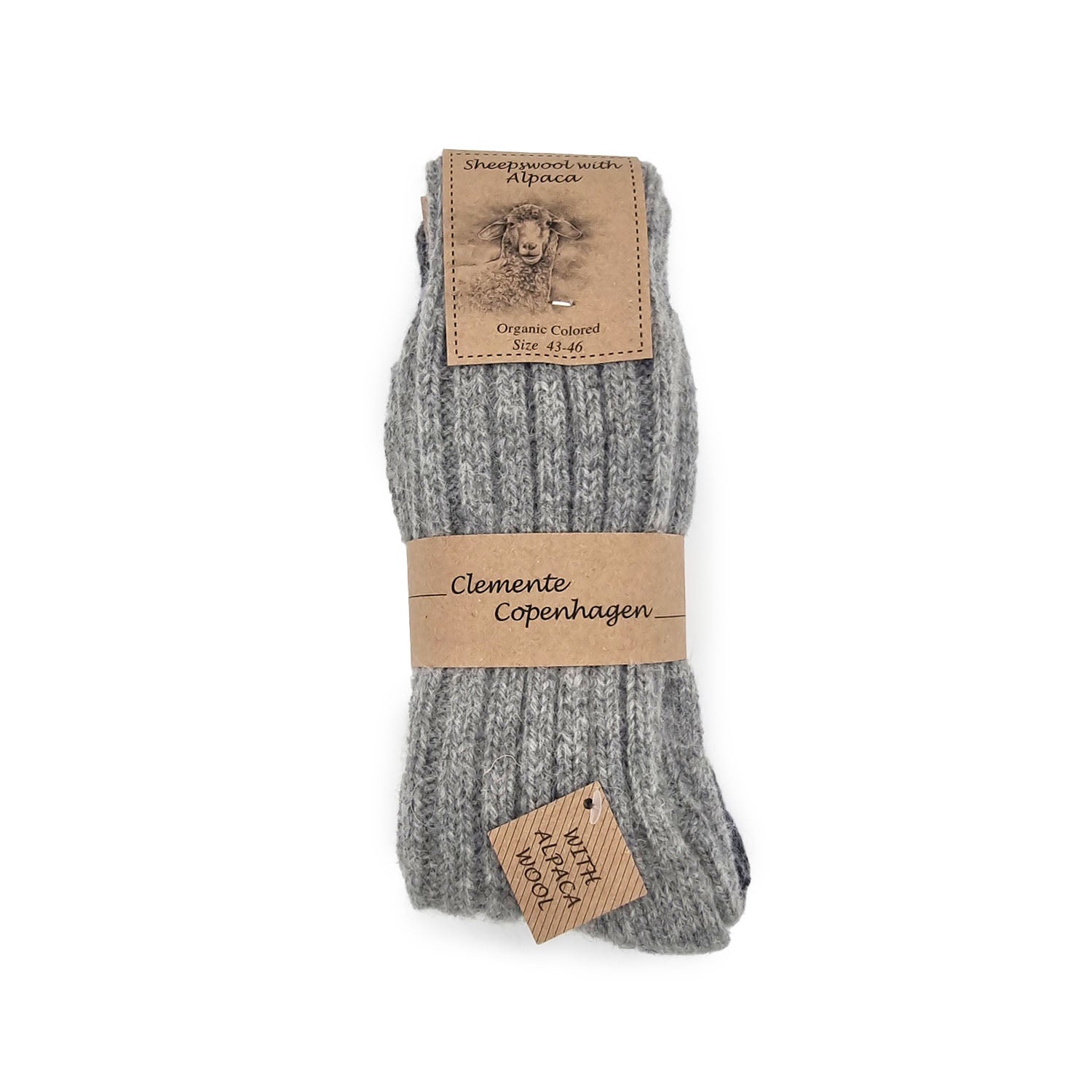Thick alpaca wool socks, gray, pack of 2 pairs