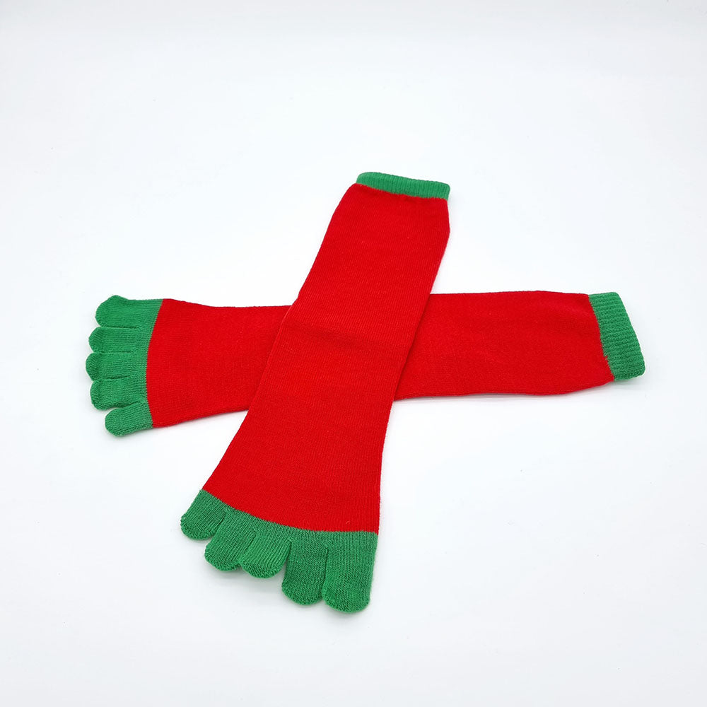 Chaussettes de Noël à orteils séparés rouges