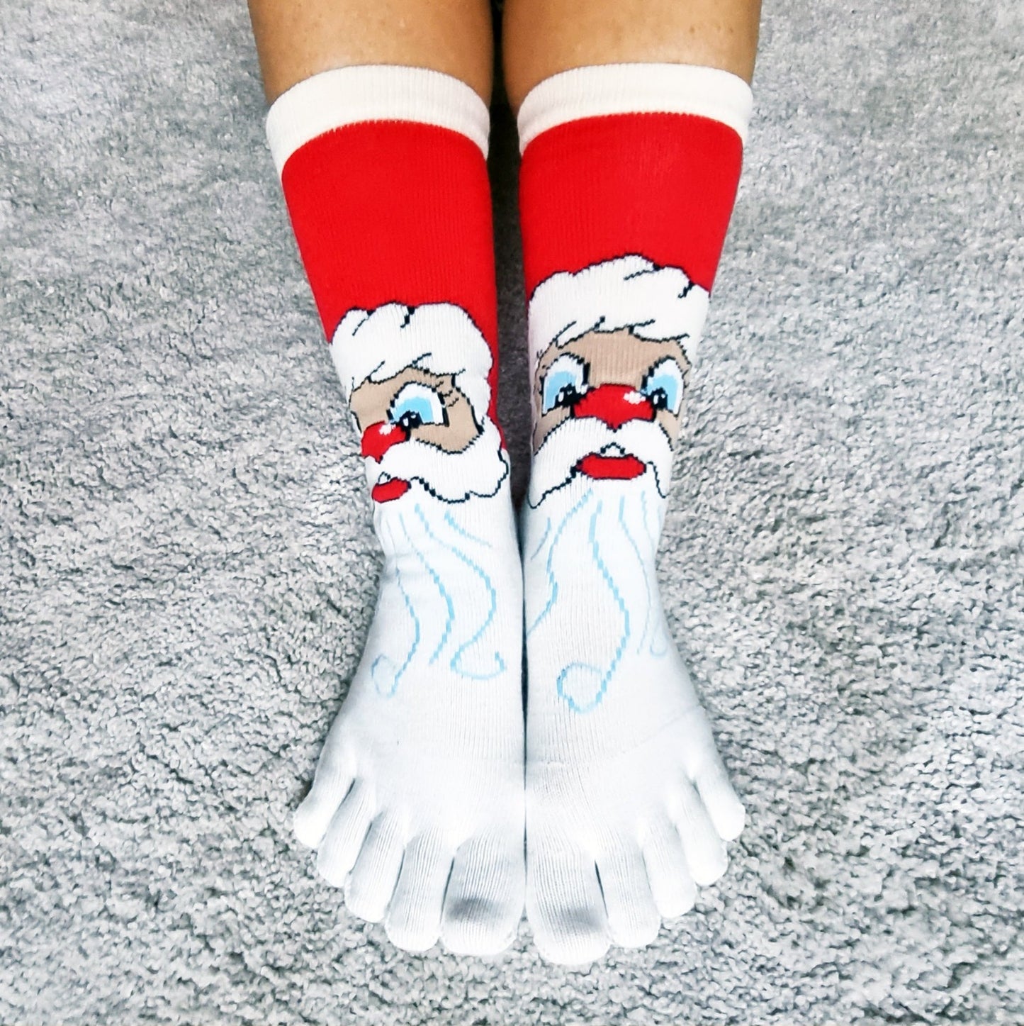 Chaussettes de Noël à orteils séparés "Le père Noël"