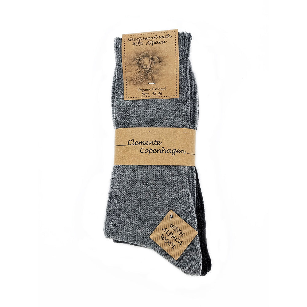 Alpaca woolen socks, set of 2 pairs (grey/black)