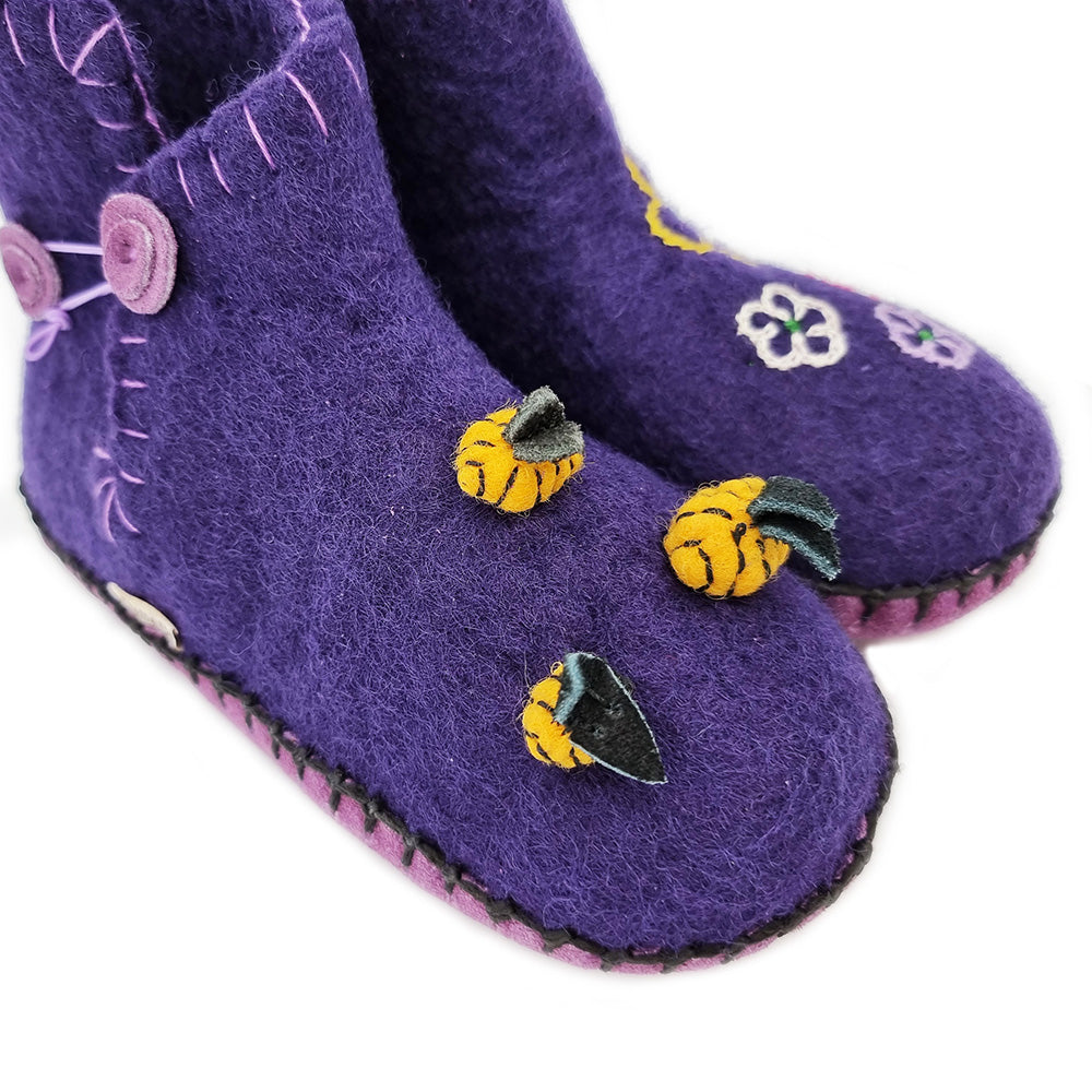 Chaussons en Feutre pour Enfants faits à la main (violet)