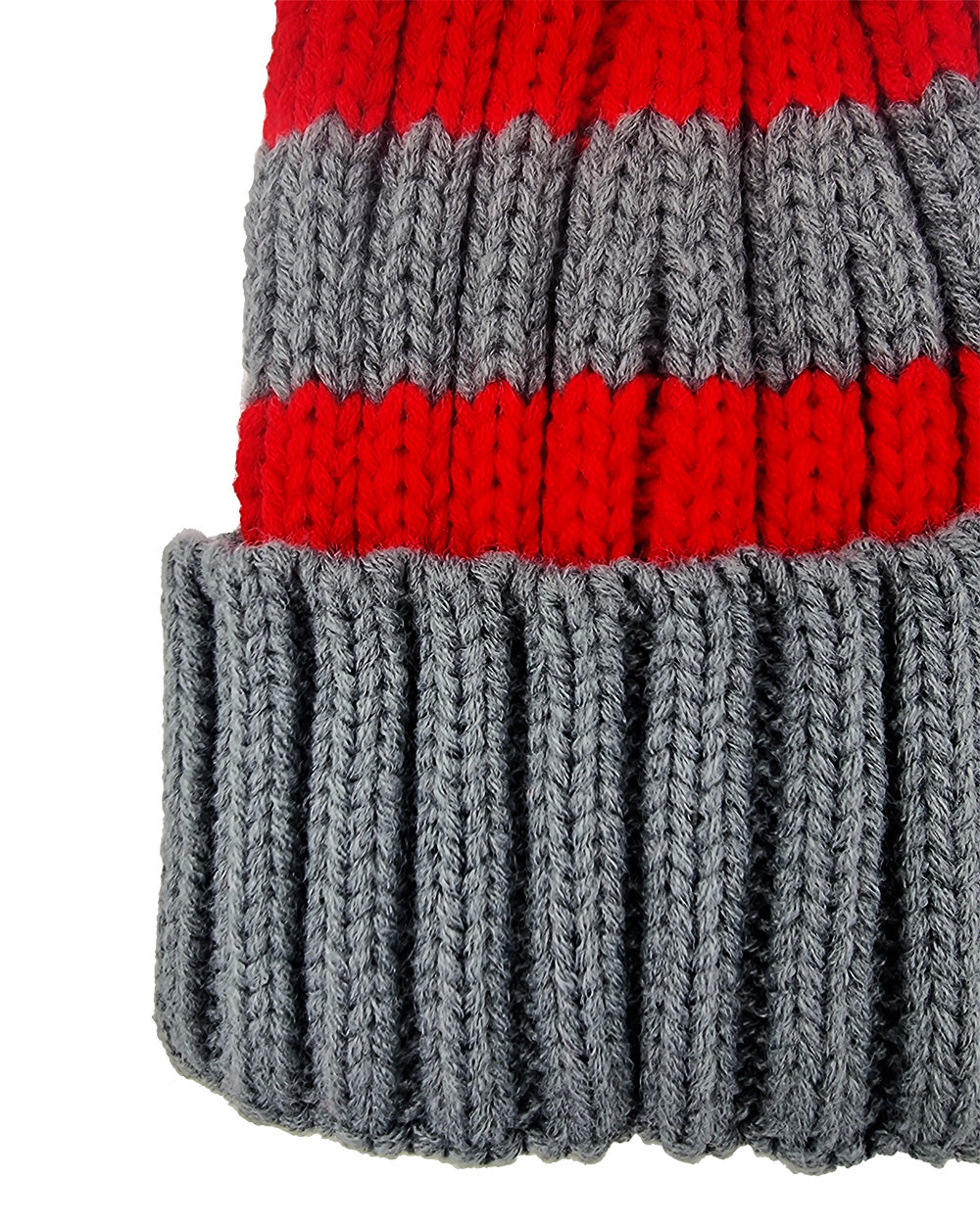 Bonnet de Père Noël Tricoté, rouge/gris