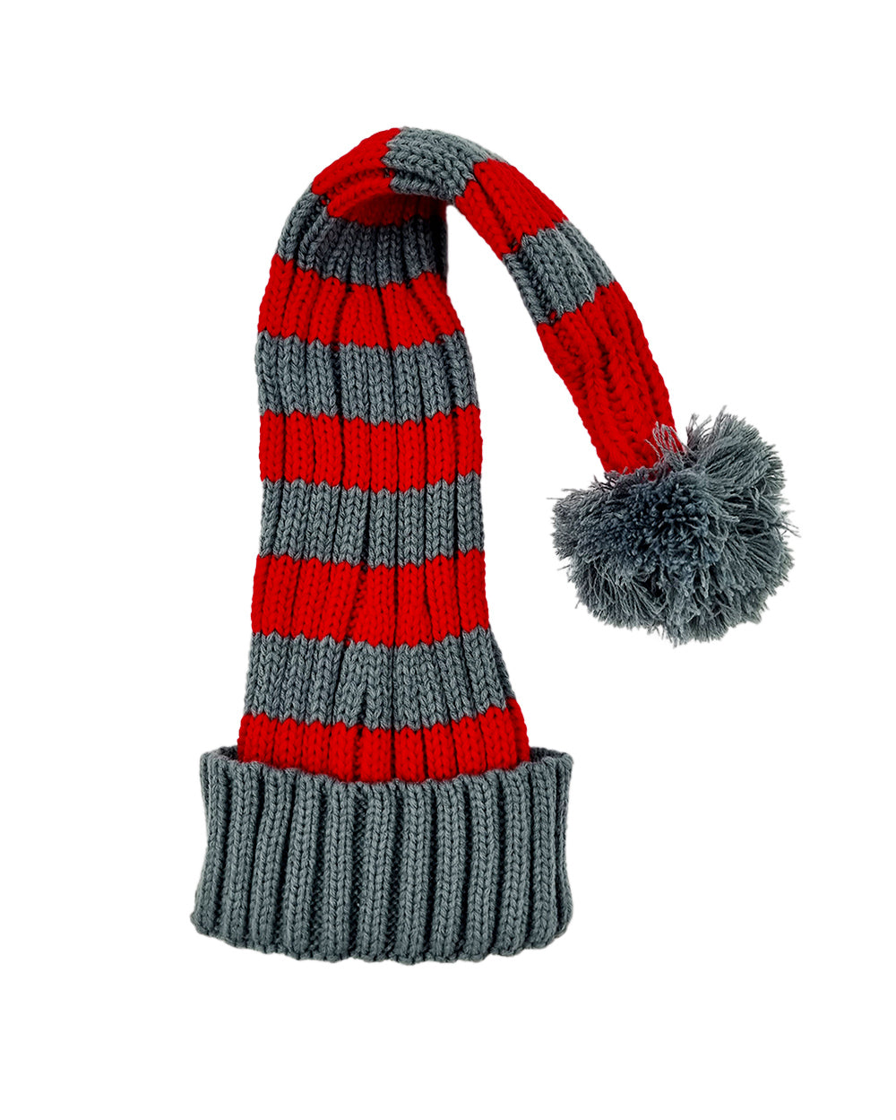 Bonnet de Père Noël Tricoté, rouge/gris