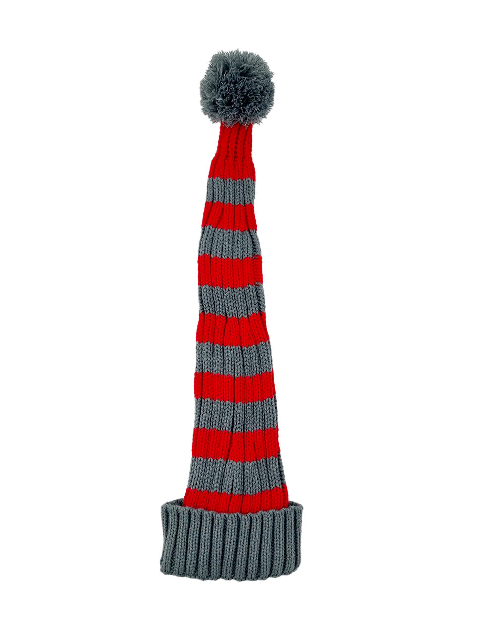 Bonnet de Père Noël Tricoté, rouge/gris