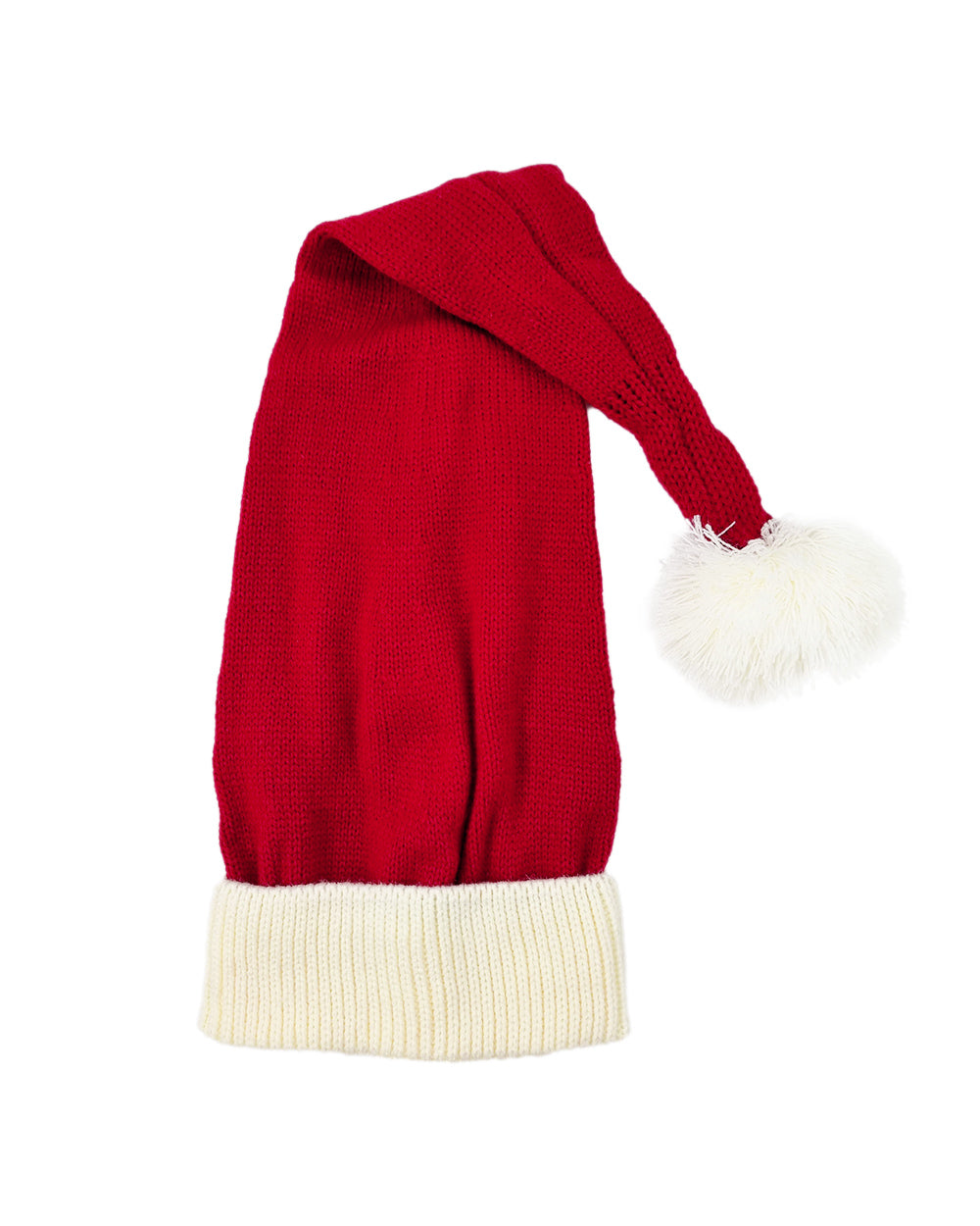 Bonnet de Père Noël Tricoté à plat, rouge/blanc