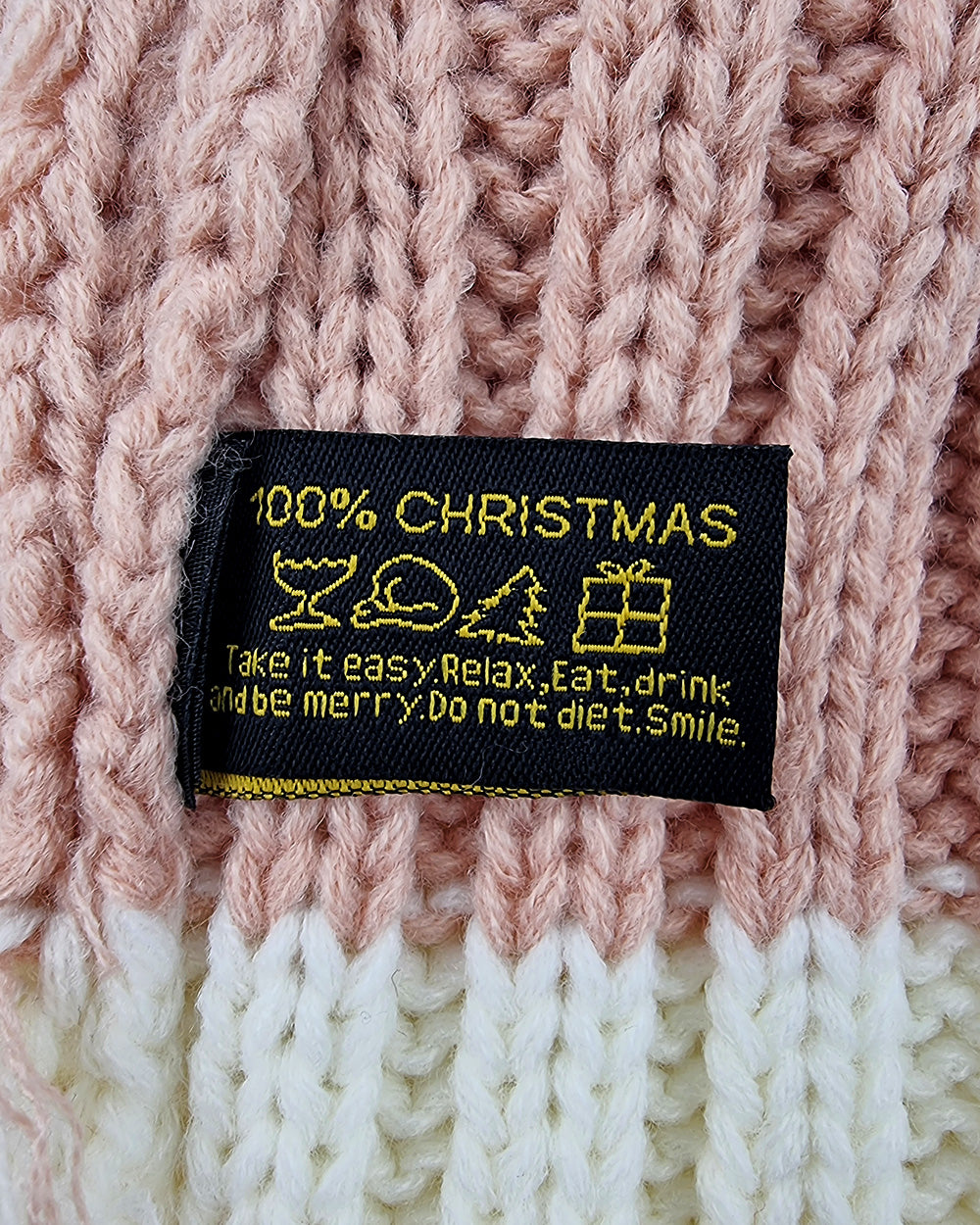 Bonnet de Père Noël Tricoté, rose poudré