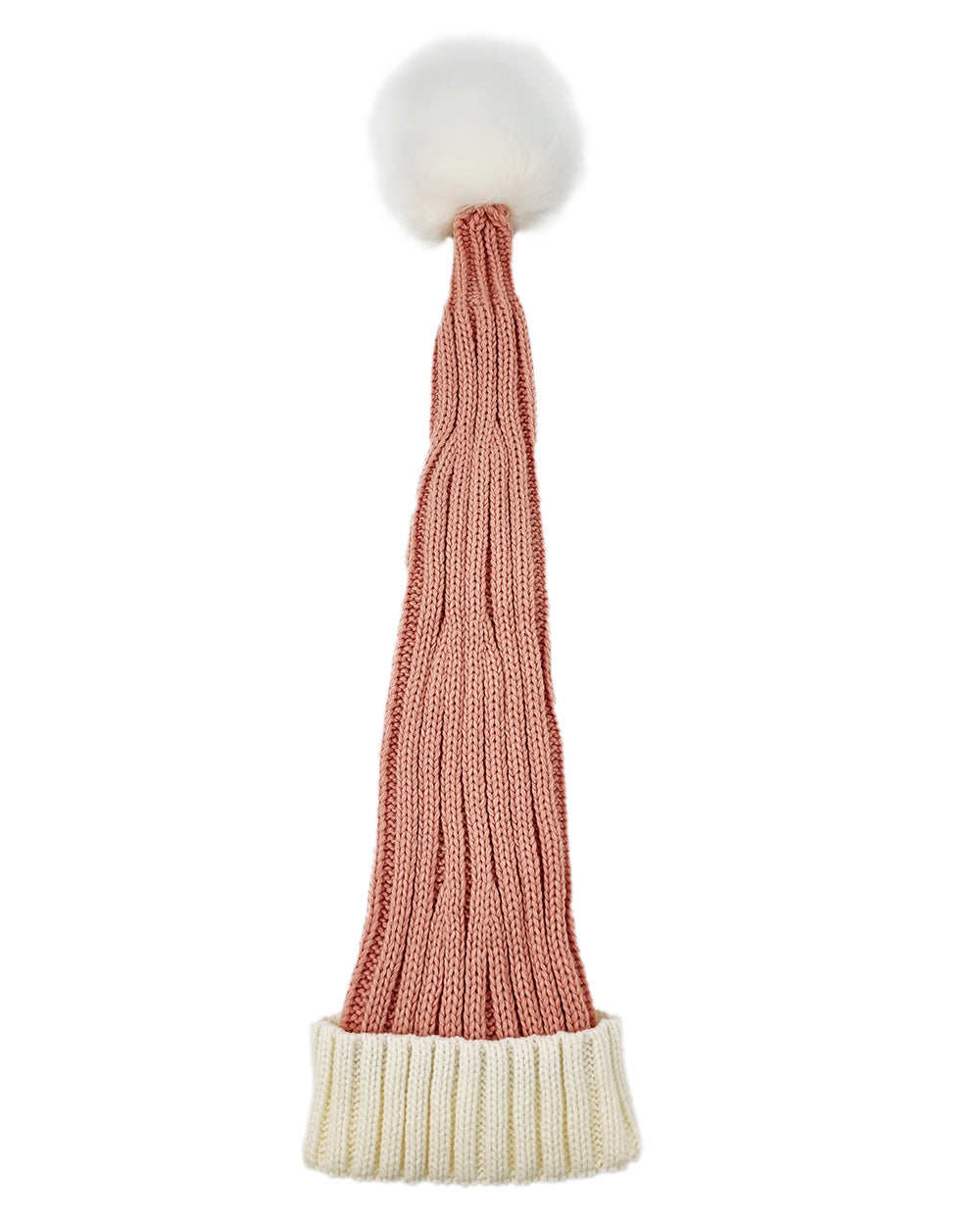 Bonnet de Père Noël Tricoté, rose poudré