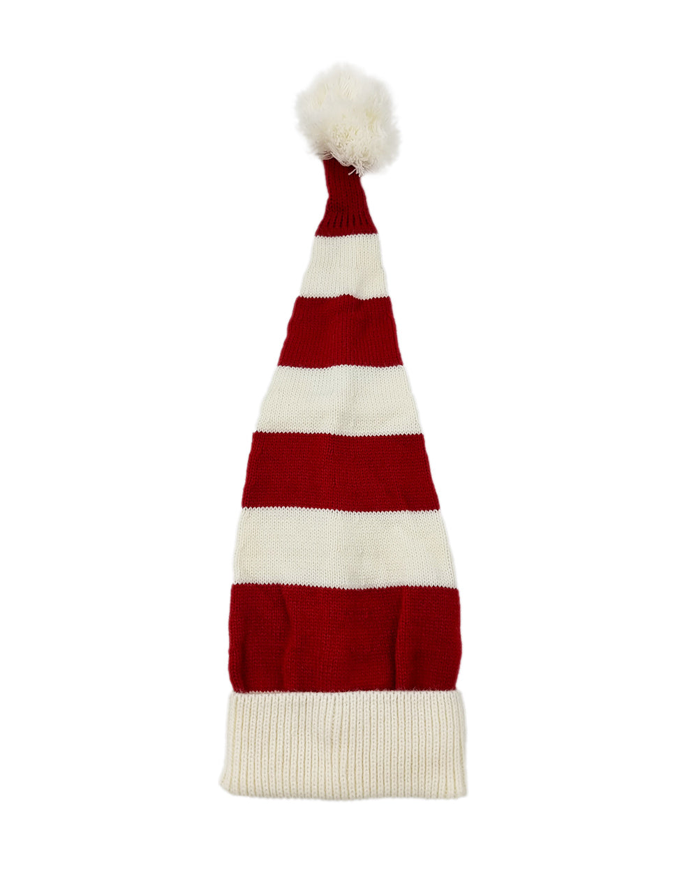 Flat knitted Santa Hat White & Red striped