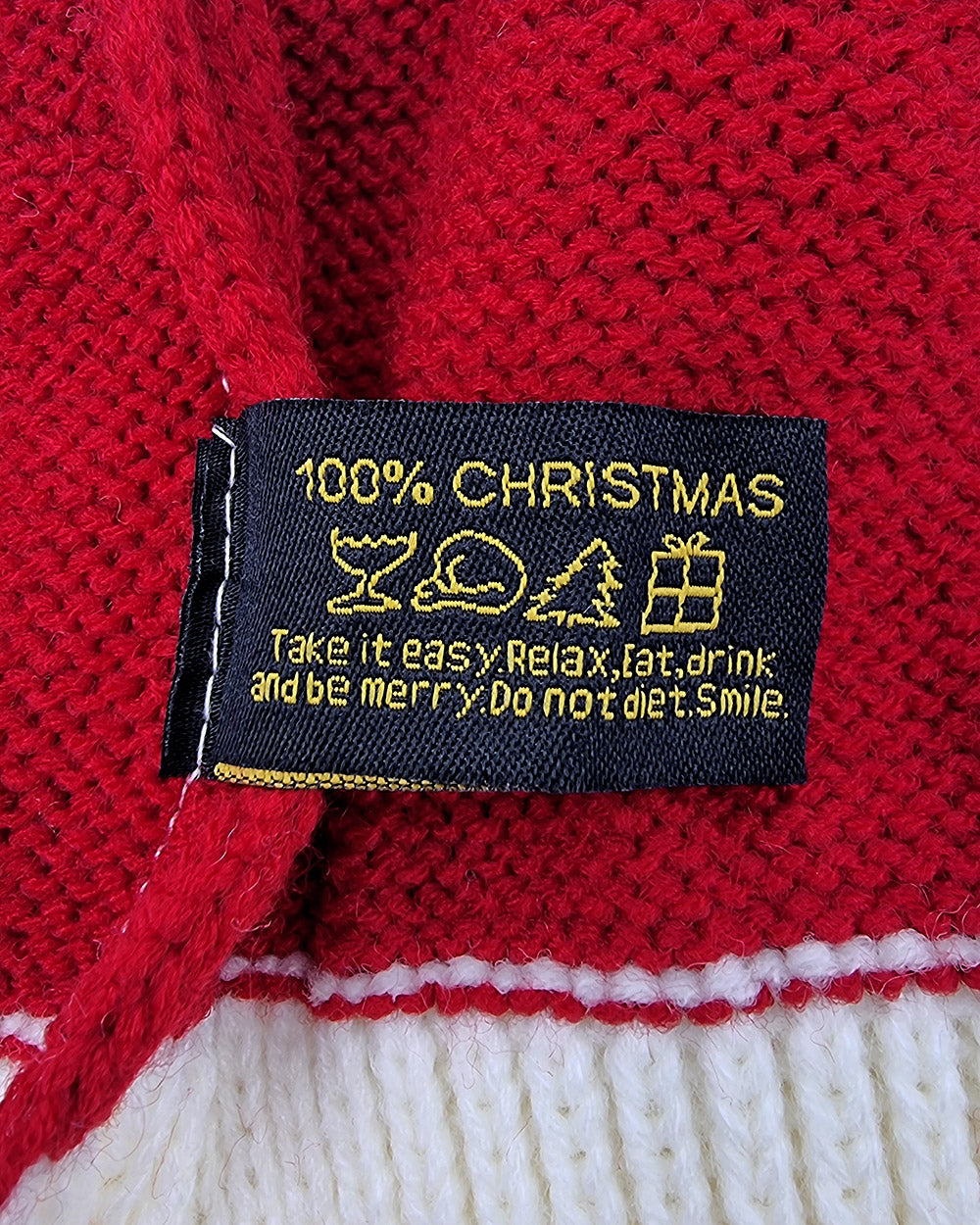 Flat knitted Santa Hat White & Red striped