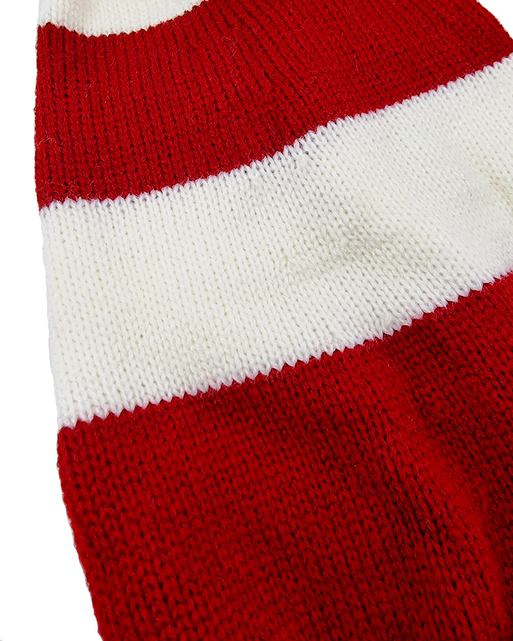 Flat knitted Santa Hat White & Red striped