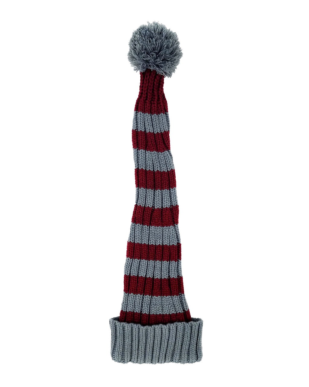 Bonnet de Père Noël Tricoté rouge foncé / gris