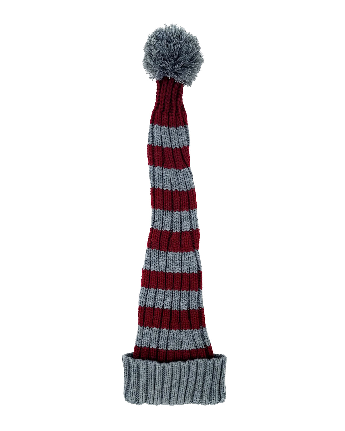 Bonnet de Père Noël Tricoté rouge foncé / gris