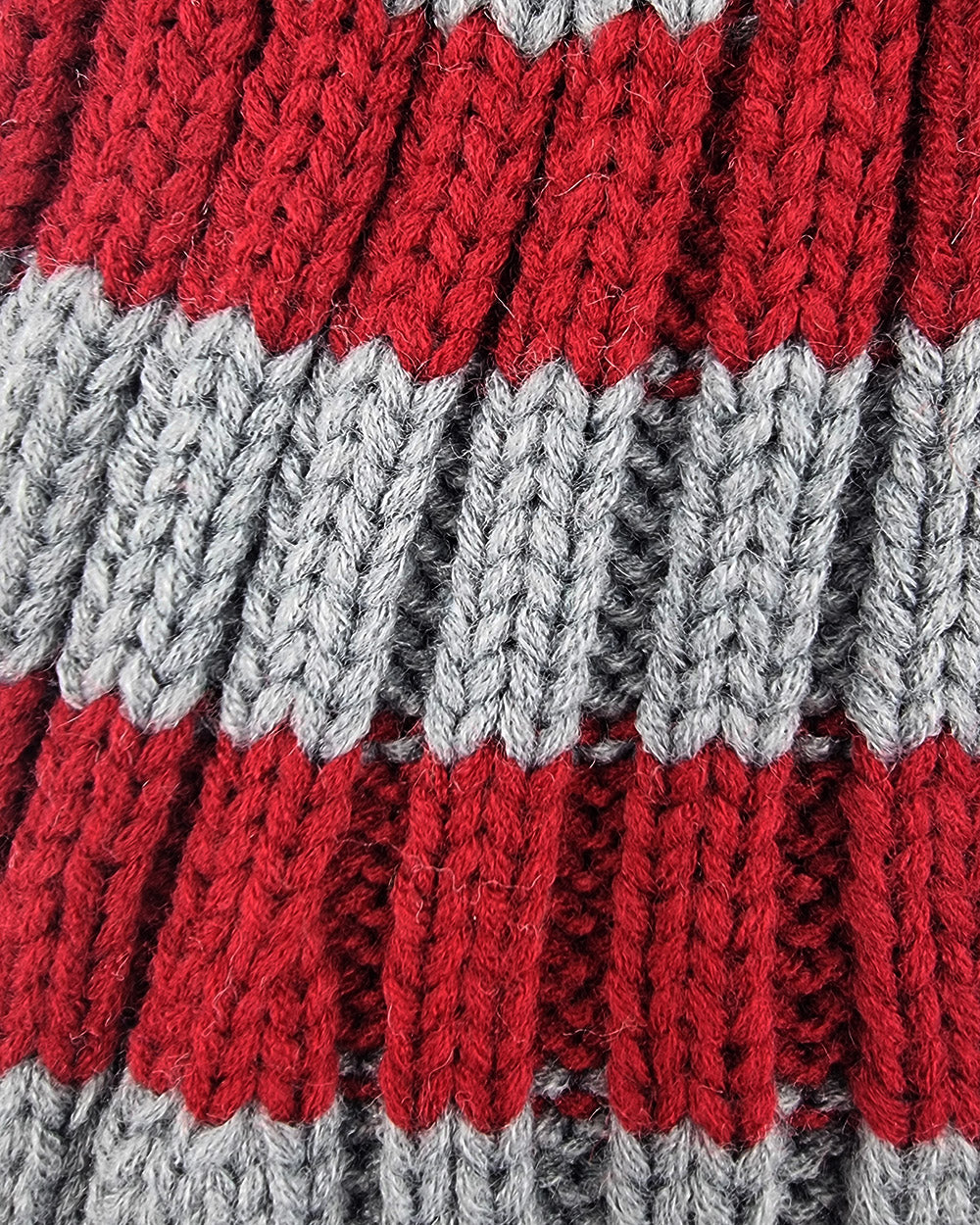 Bonnet de Père Noël Tricoté rouge foncé / gris