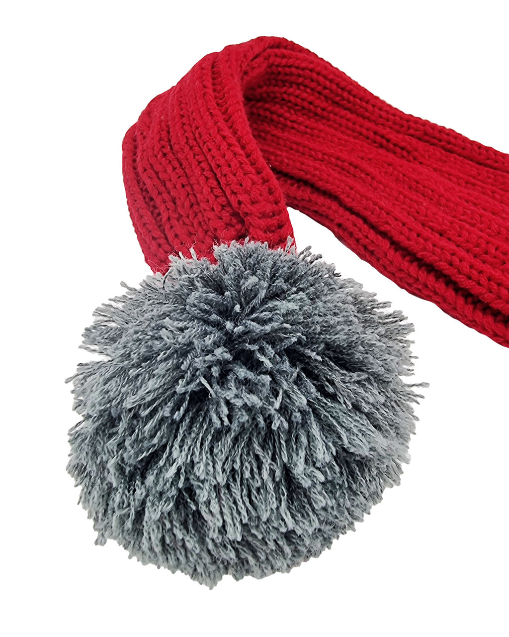 Bonnet de Père Noël Tricoté, rouge / gris