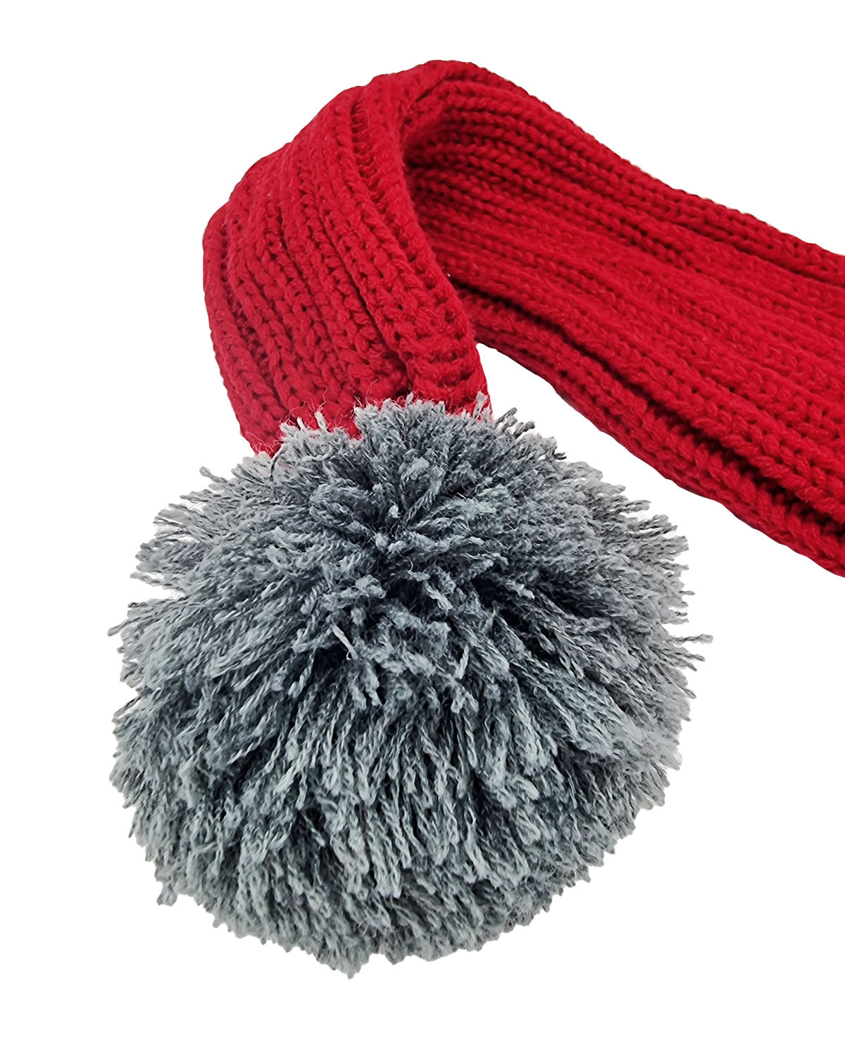 Bonnet de Père Noël Tricoté, rouge / gris
