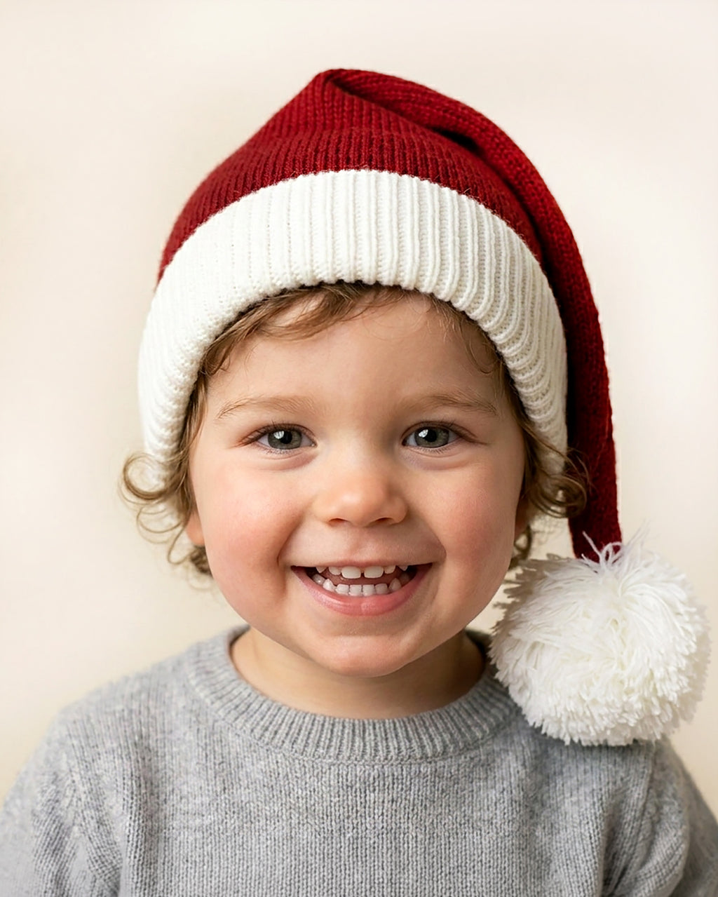 Bonnet de Père Noël Tricoté à plat pour tout-petits