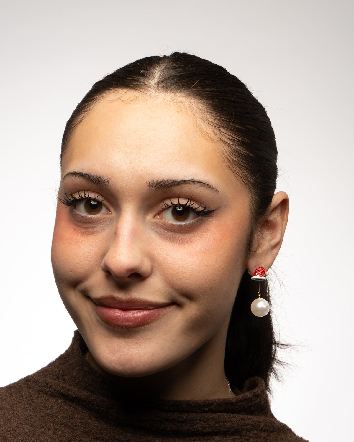 Boucles d'Oreilles "Chapeaux de Père Noël et Perles"