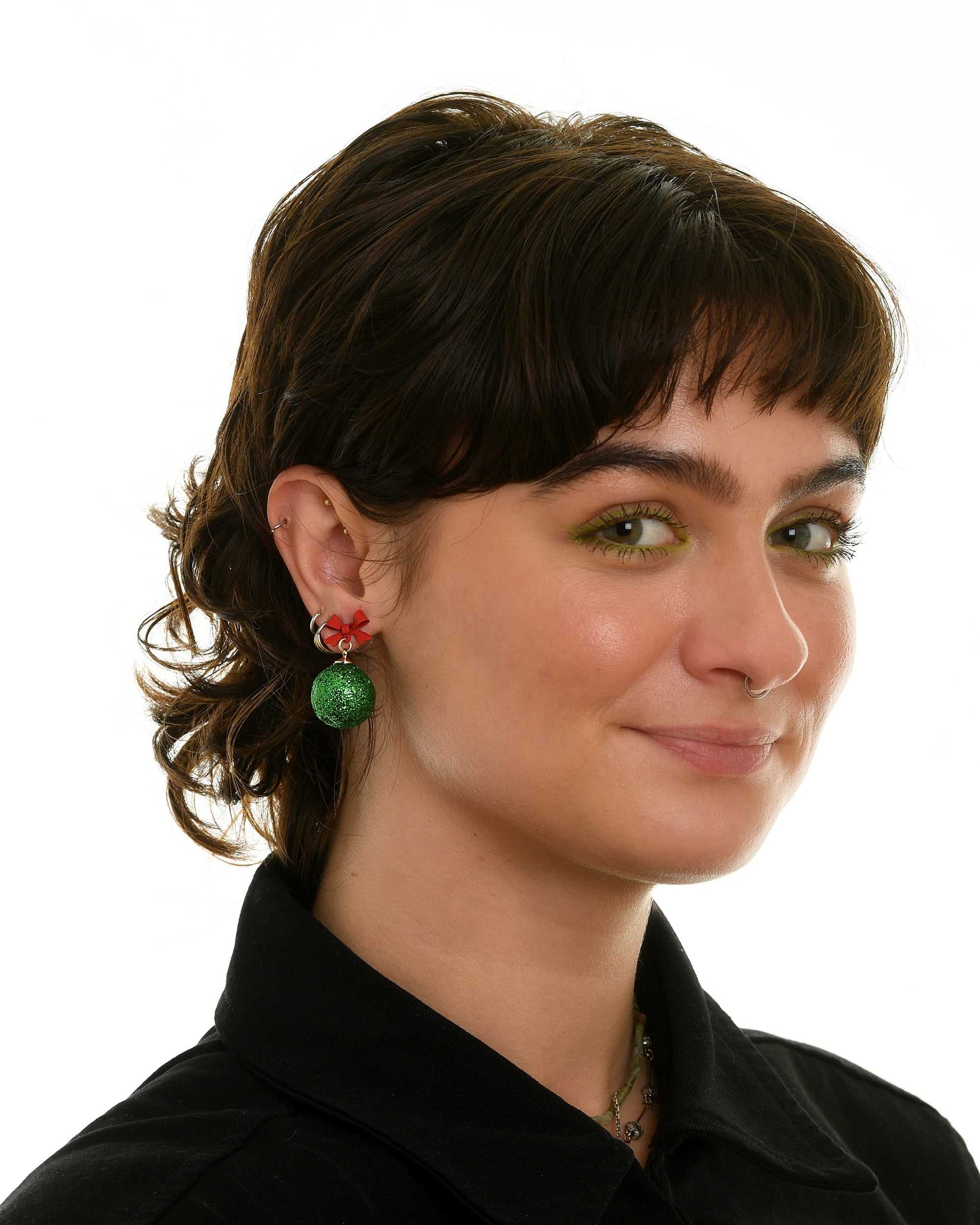 “Green Christmas Baubles” Earrings