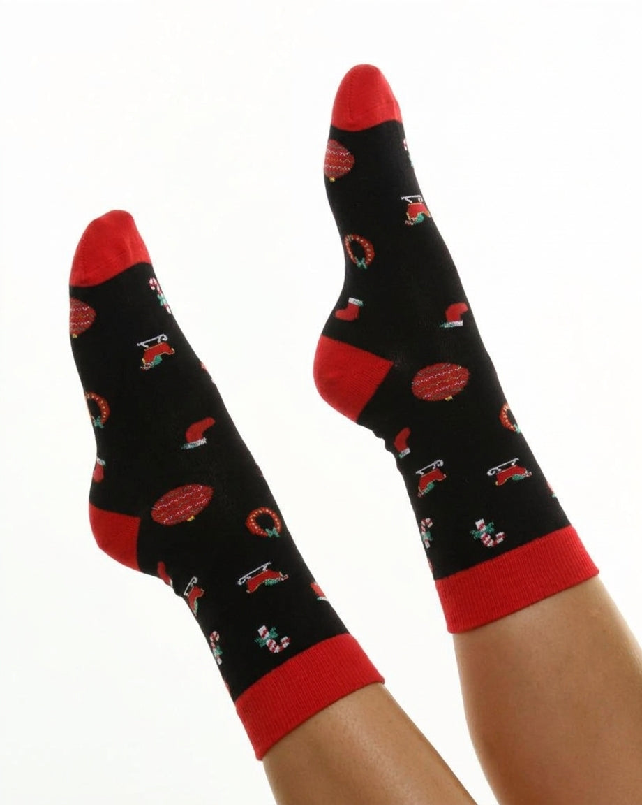 Chaussettes de Noël "Black with X-mas ornaments"