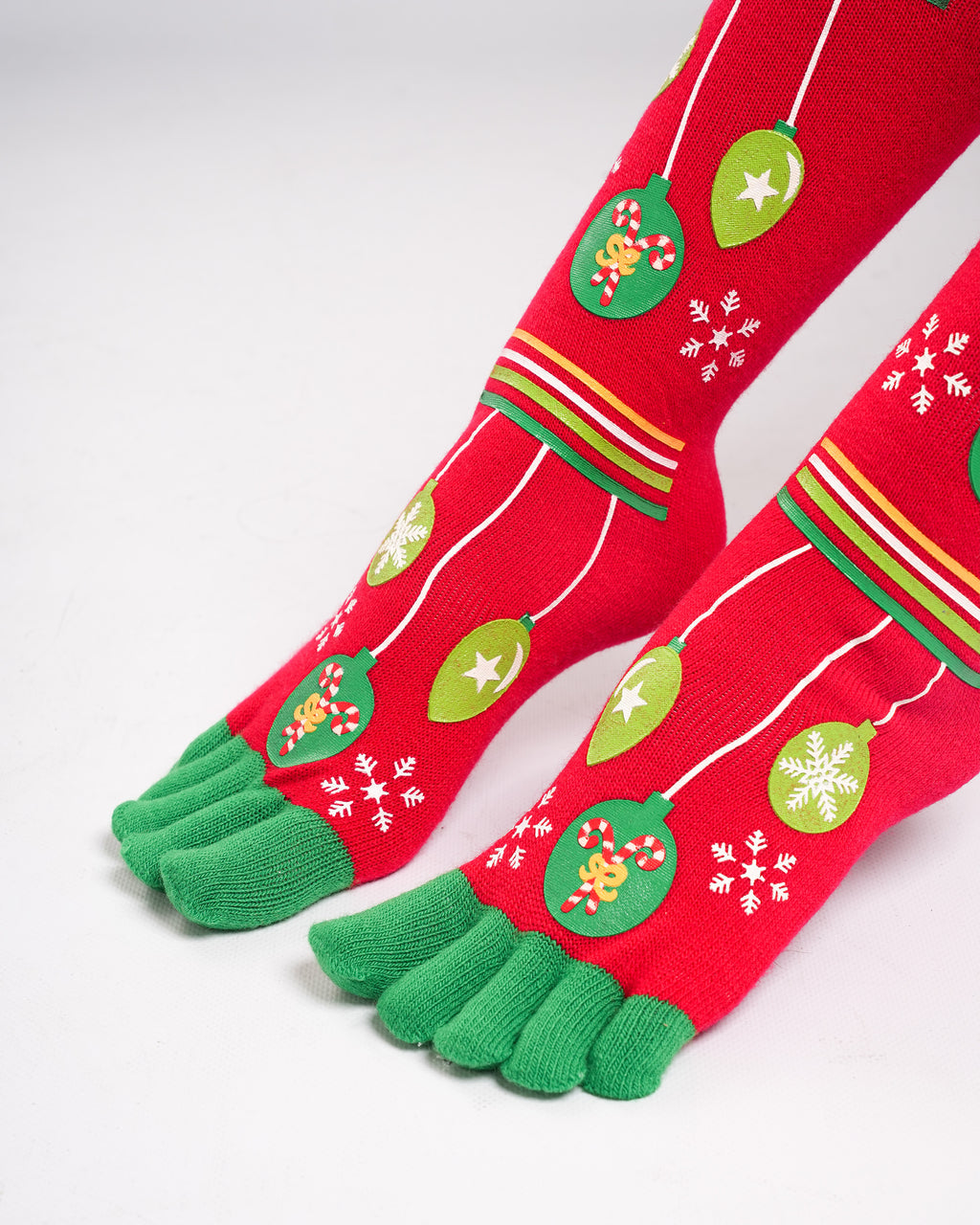 Chaussettes de Noël à orteils séparés, rouges