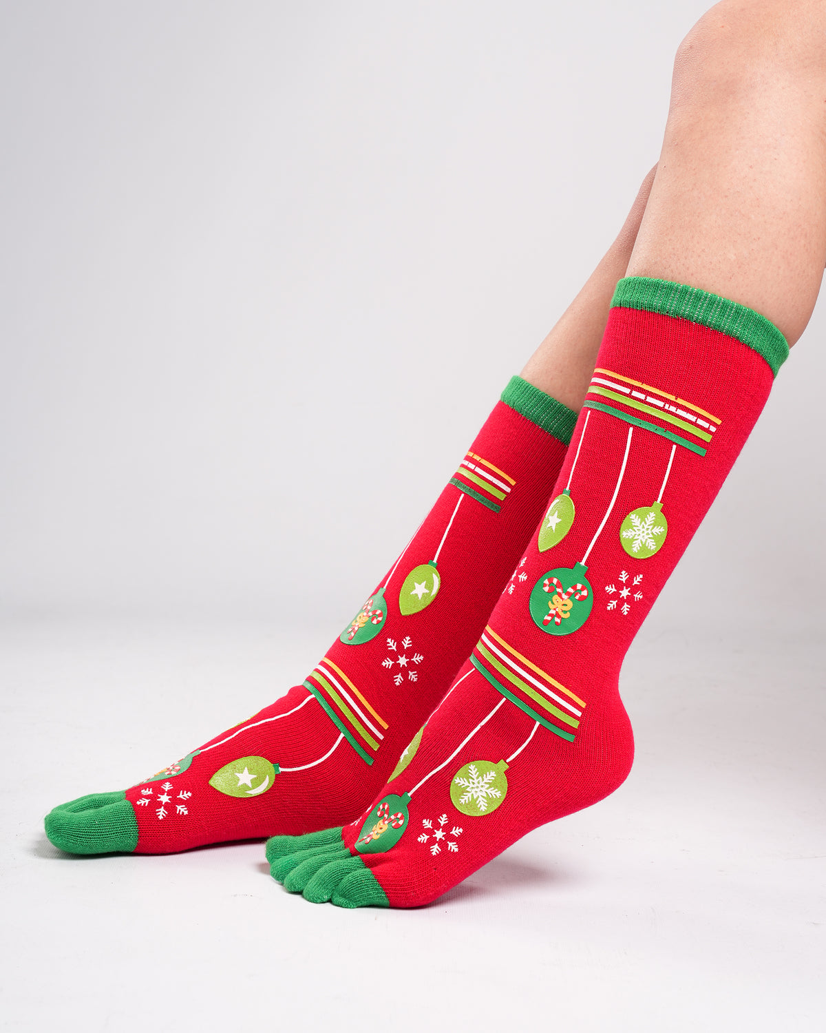 Chaussettes de Noël à orteils séparés, rouges