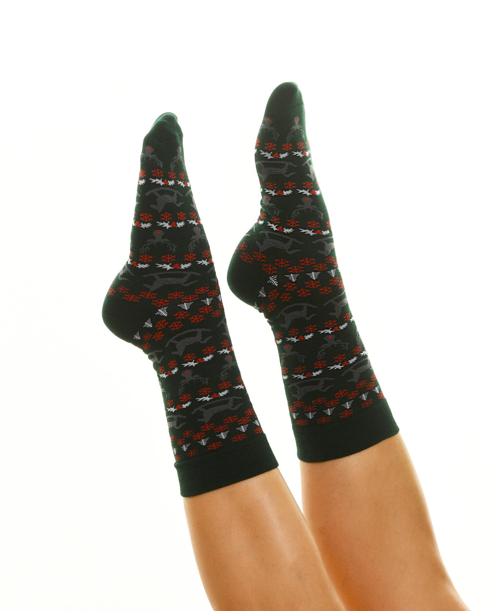 Chaussettes de Noël "Ornements, vert foncé"