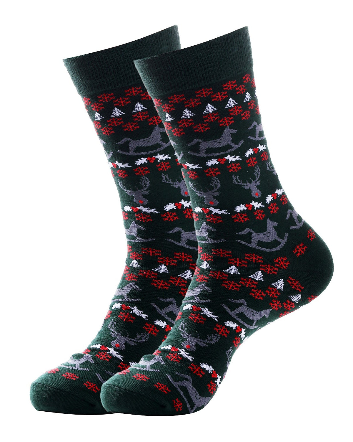 Chaussettes de Noël "Ornements, vert foncé"